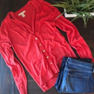 Banana Republic button down orange-red cardigan